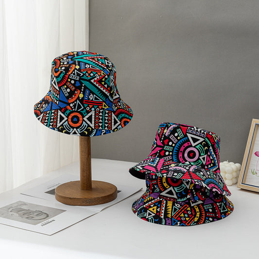 Personalized Reversible Geometric Diamond Contrast Color Casual Bucket Hat