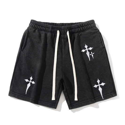 Men's Embroidered Cross Casual Shorts