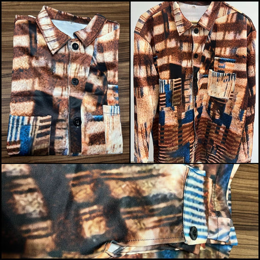 Clearance-Men's Printed Button Down Shirt