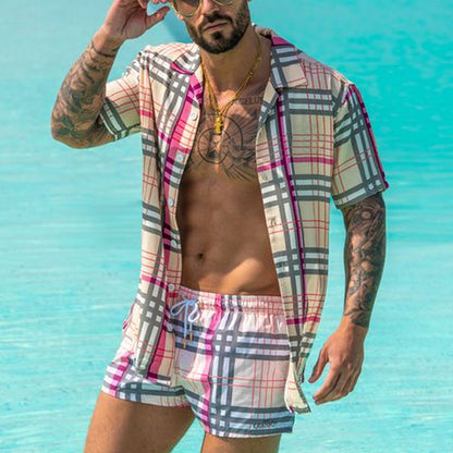 Men's checkered casual holiday two-piece