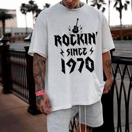 Rock Music Graphic Print Statement Casual Men's T-Shirt