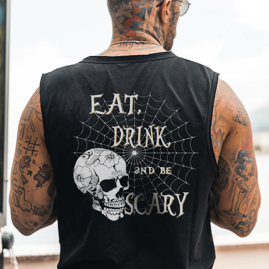 Skull Alphabet Graphic Print Casual Men's Tank Top