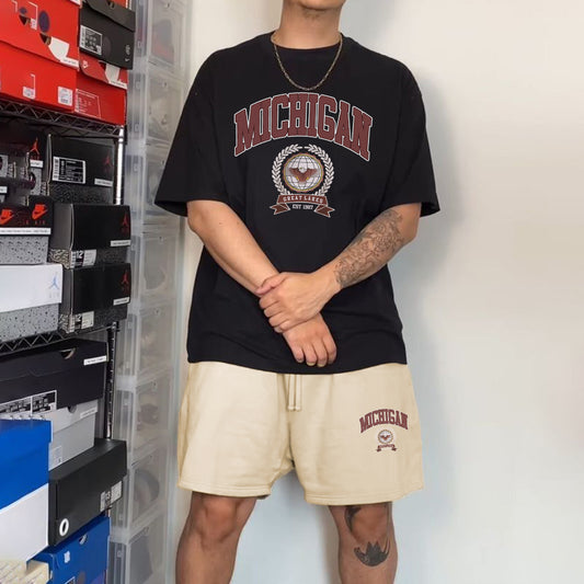 Michigan Men's Stylish Casual Short Sleeves Tracksuits