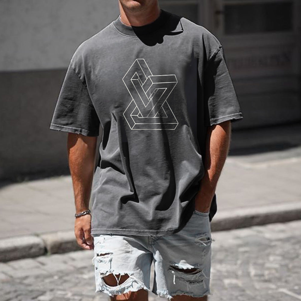 Physical Penrose Ladder Simple Graphic Print Loose Men's T-Shirt