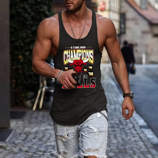 Bull Graphic Print Loose Athleisure Men's Tank Top