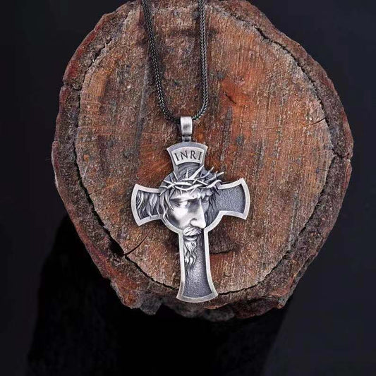 Crown of Thorns Christ Cross Vintage Men's Trendy Necklace