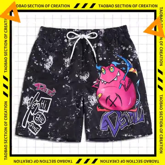 Men's beach pants loose casual cartoon printed shorts