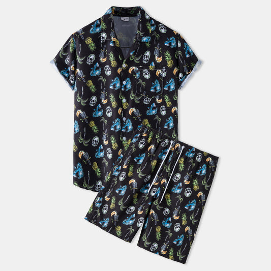 Casual Vacation Print Two-piece Suit