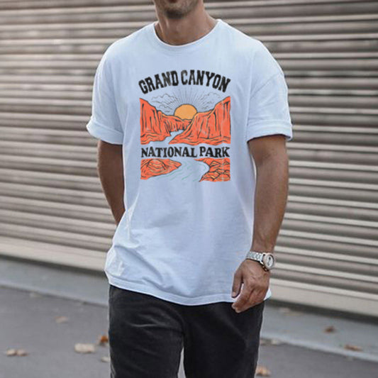 Grand Canyon Graphic Print Loose Men's T-Shirt