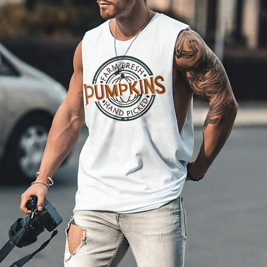 Halloween Alphabet Graphic Print Casual Men's Tank Top