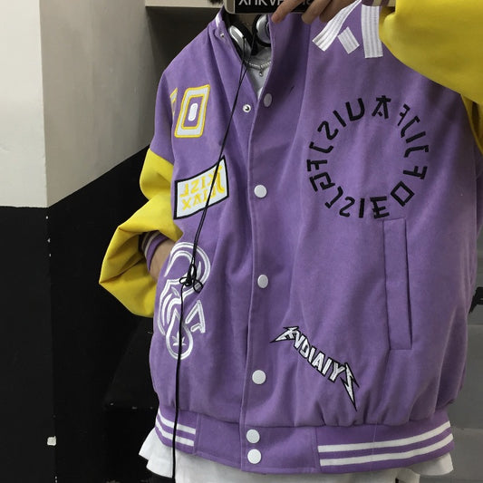 Trendy Color Contrast Fashion Jacket Baseball Uniform