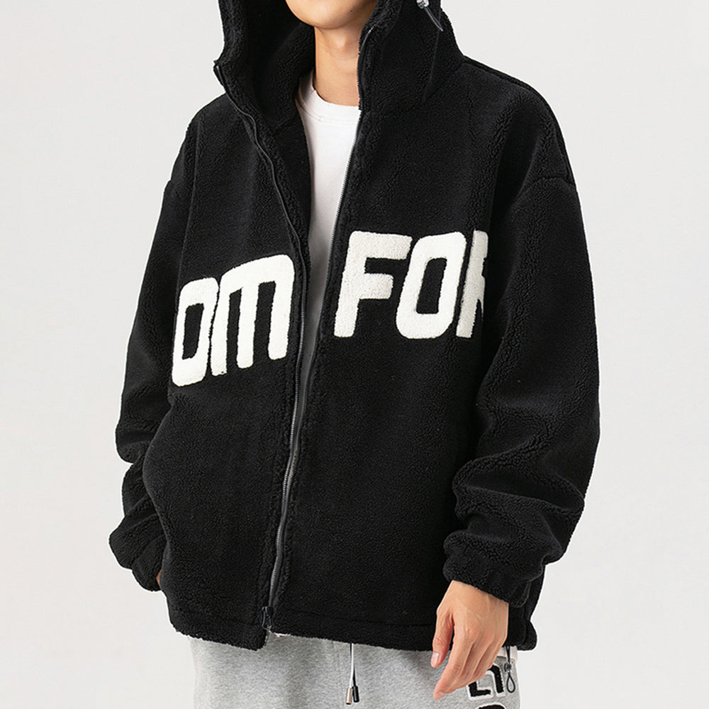 Men's Streetwear Zipper Up Hoode Sherpa Jackets