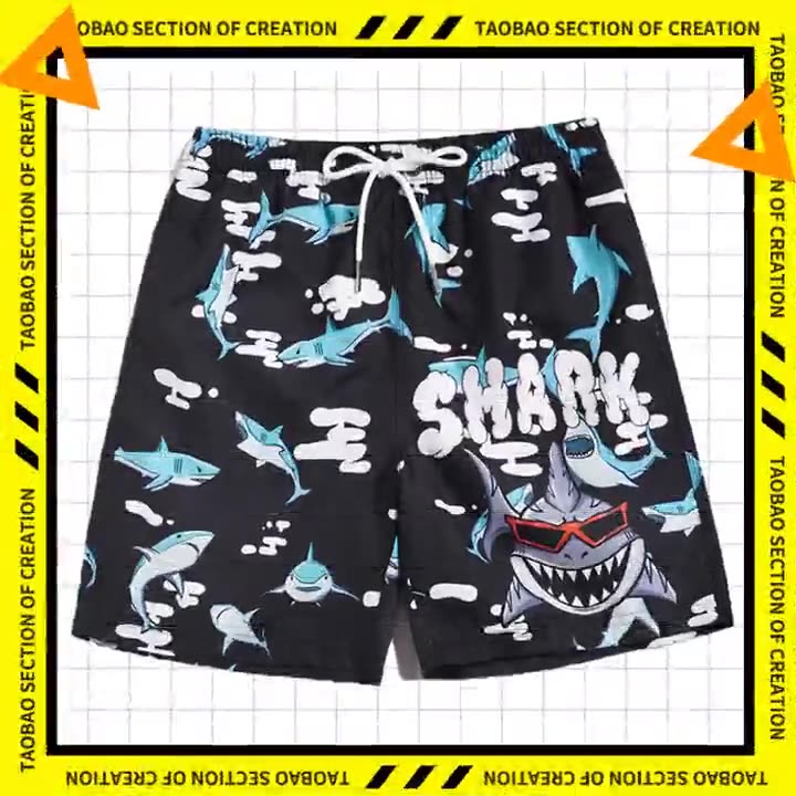 Men's beach pants loose casual cartoon printed shorts