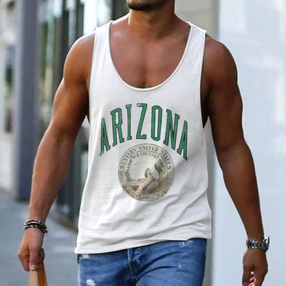 ARIZONA Letter Graphic Print Sports Crew Neck Casual Tank Top