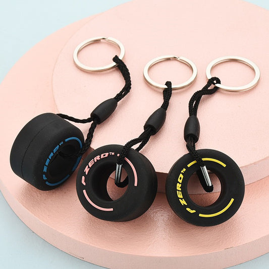 PVC Soft Rubber Tire Decoration Car Keychain