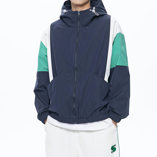 Men's Stitching Zipper Up Hoode Jackets