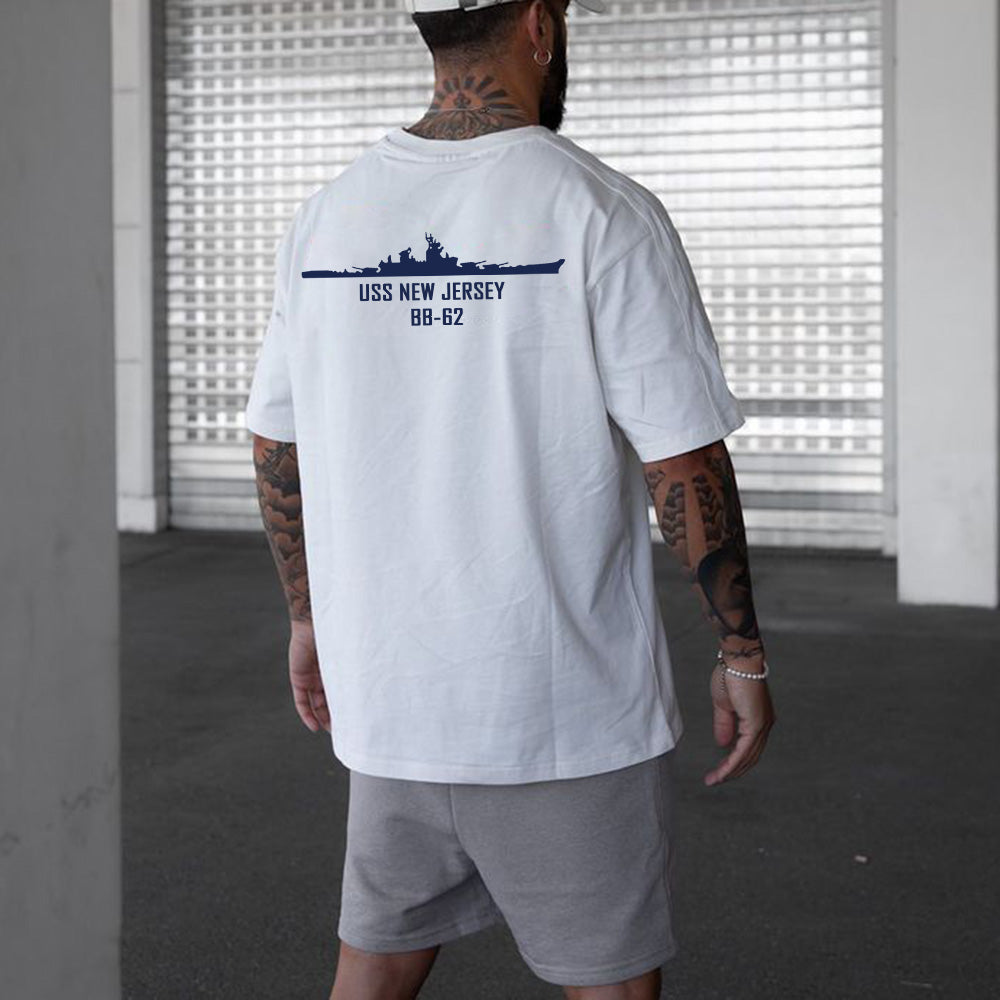 Navy New Jersey Battleship BB-62 Graphic Print Men's T-Shirt