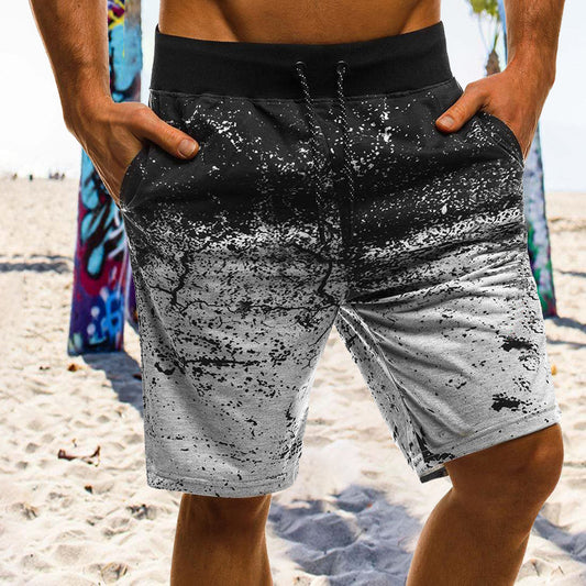 Gradient Print Casual Beach Vacation Men's Shorts