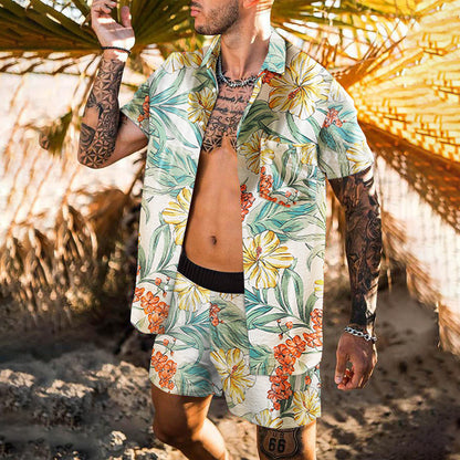 Botanical Print Casual Vacation Two-piece Set