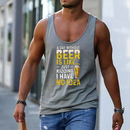 Loose Beer Alphabet Graphic Print Men's Tank Top