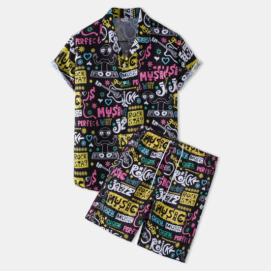 Casual Vacation Print Two-piece Suit