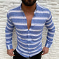 Turn-down collar button-down long sleeve men's casual shirt