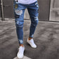 Wool Ripped Patch Denim Pants