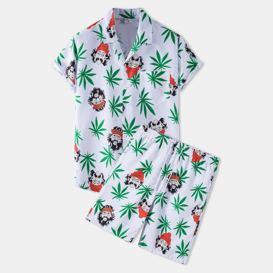 Casual Vacation Print Two-piece Suit