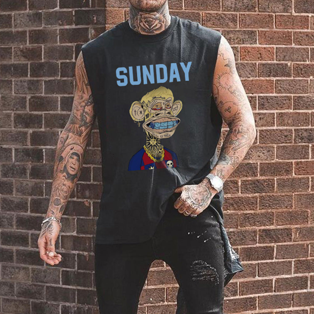 Sunday Alphabet Graphic Print Men's Tank Top