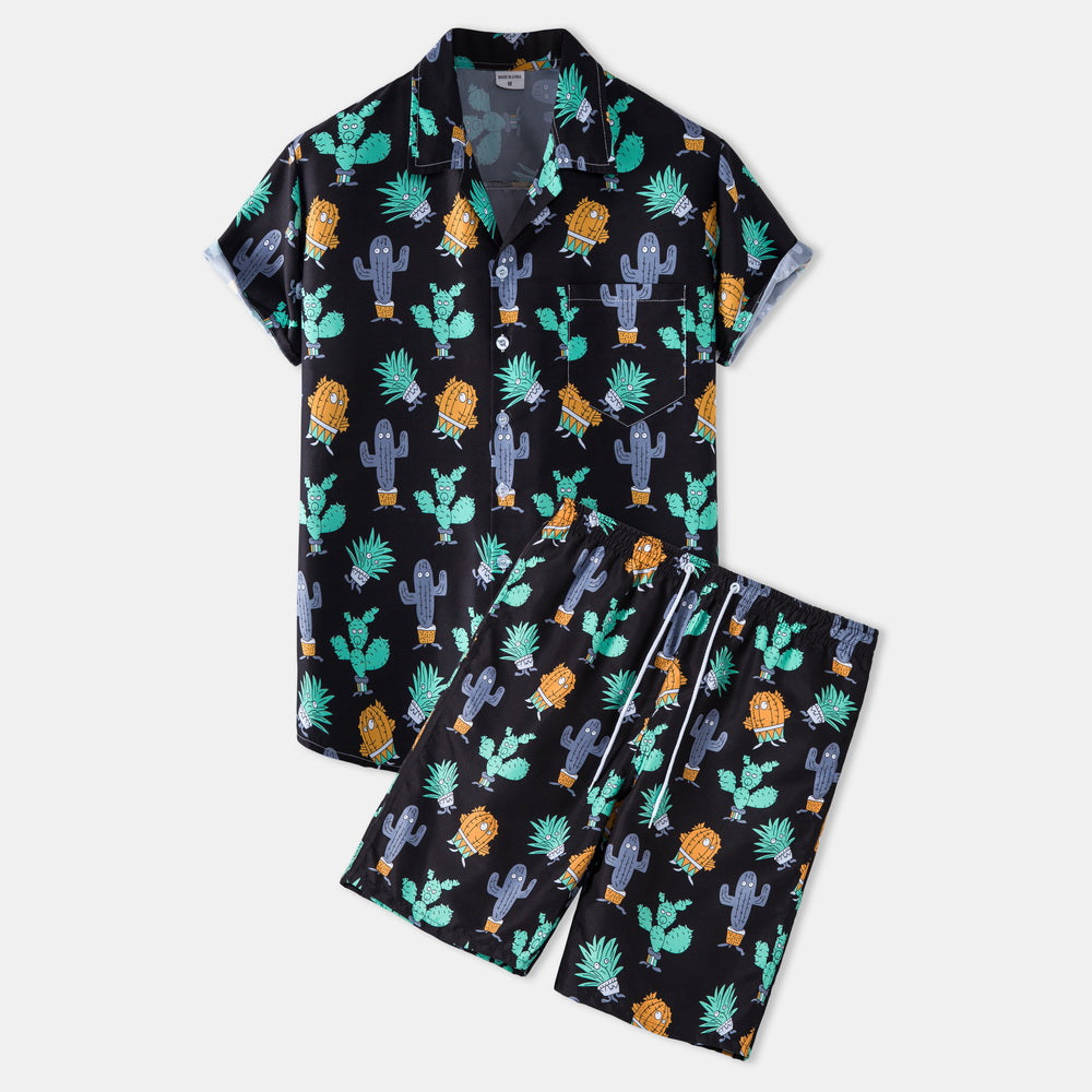 Casual Vacation Print Two-piece Suit