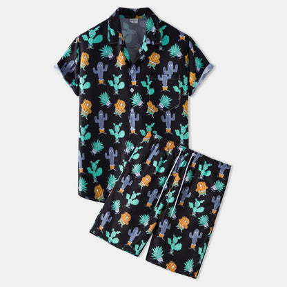 Casual Vacation Print Two-piece Suit