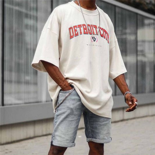Casual Street Letter Print Crew Neck Short Sleeve T-Shirt