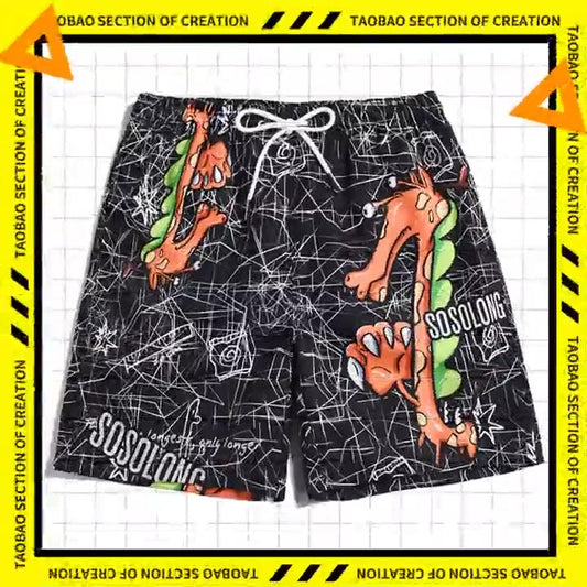 Men's beach pants loose casual cartoon printed shorts