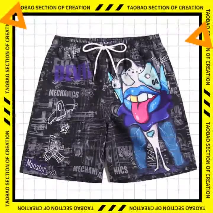 Men's beach pants loose casual cartoon printed shorts