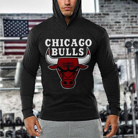 Bulls Print Men's Fitness Long Sleeve T-Shirt