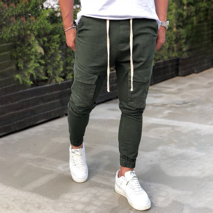 Statement Casual Pocket Lace-Up Panel Sports Cargo Pants Trousers