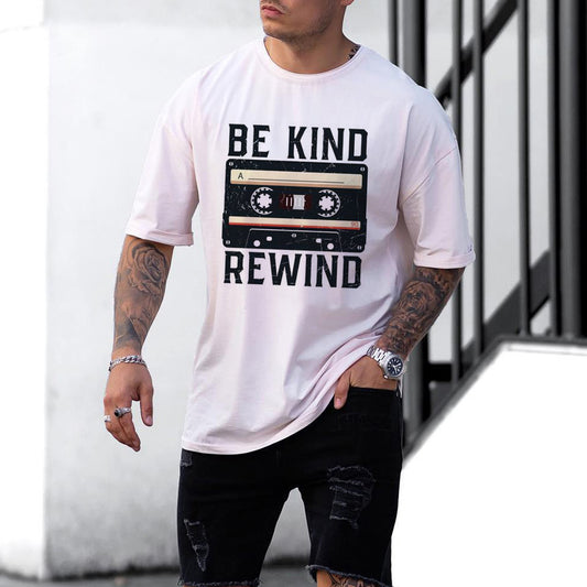 Be Kind Rewind Vintage Print Crew Neck Casual Men's T-Shirt