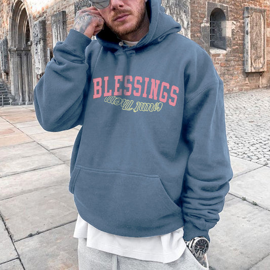 Blessings Graphic Print Casual Men's Hooded