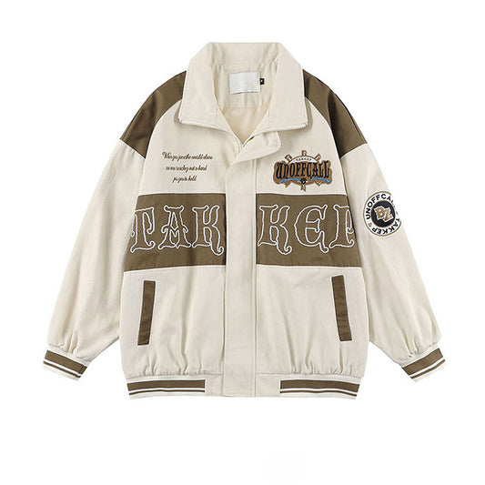 Vintage Letter Embroidered Jacket Men's Street Trendy Wear