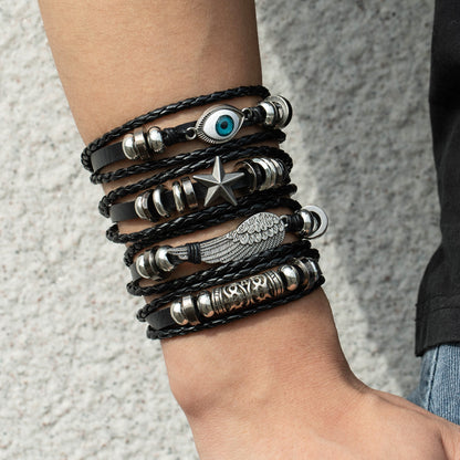 Fashion Braided Leather Bracelet Set