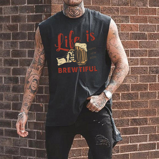 Beer Alphabet Graphic Print Men's Tank Top