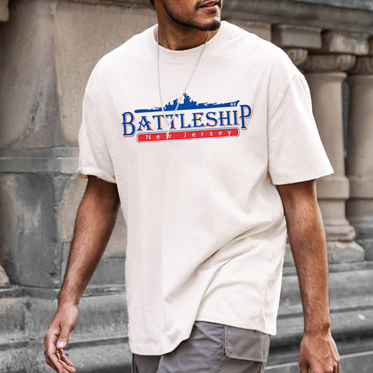 Navy New Jersey Battleship BB-62 Graphic Print Men's T-Shirt