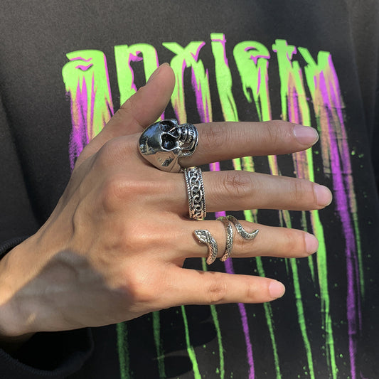 Skull Boa Design 3 Piece Combination Ring