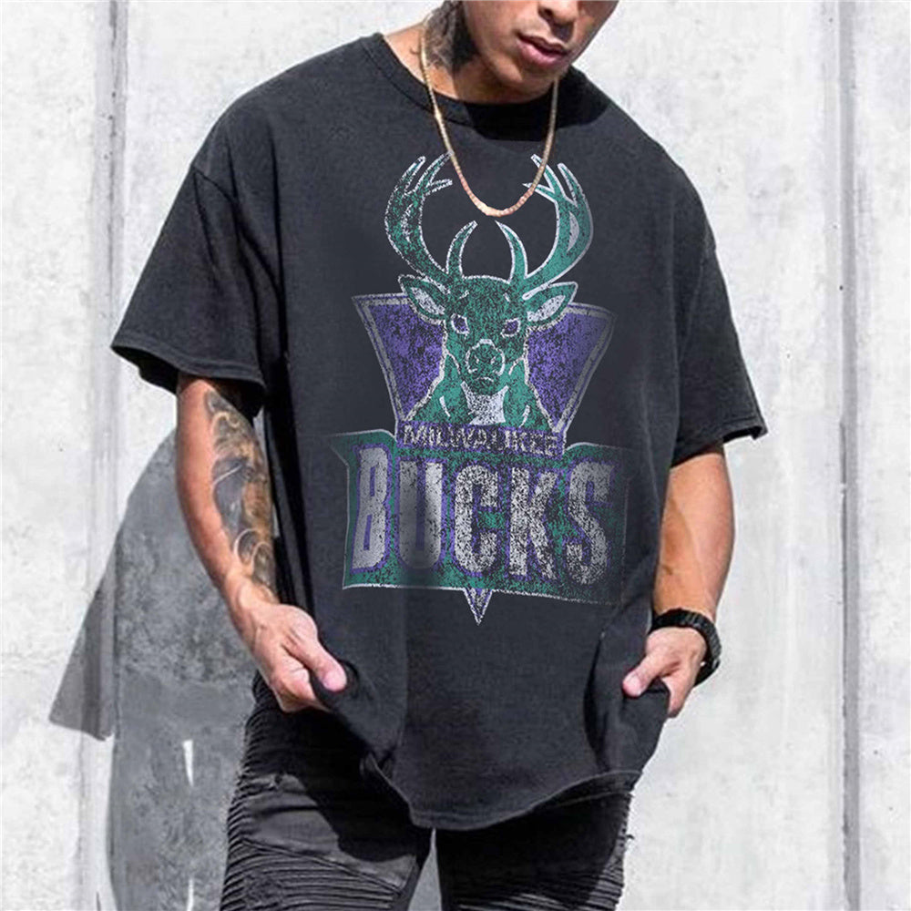 Men BUCKS Graphic Print Crew Neck T-Shirt