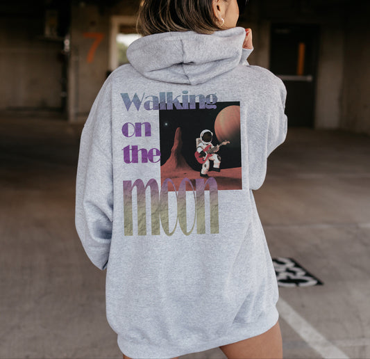 NOVAROPA™ Walking On The Moon Women's Oversize Fleeced Hoodie