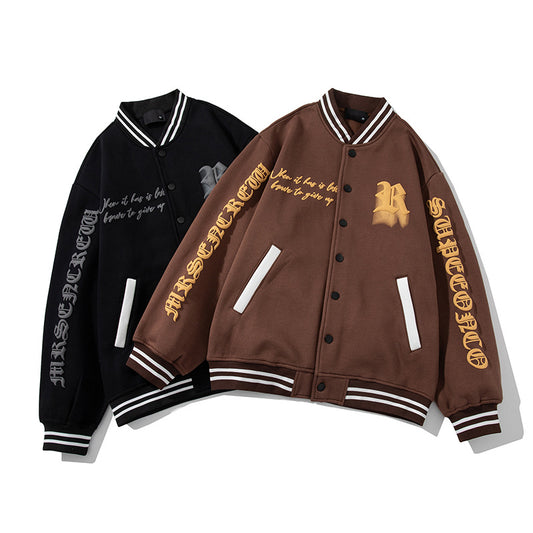 Printed Vintage Fleece Men's Jacket Baseball Jersey