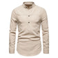 Cotton And Linen Printed Pocket Button-down Shirt
