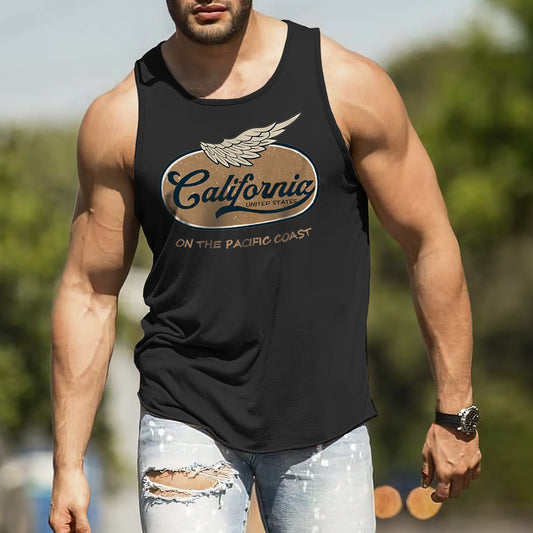 California Graphic Print Men's Crew Neck Tank Top