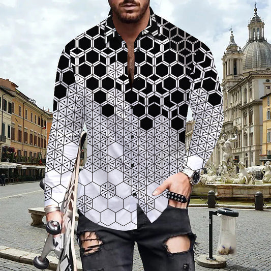 Casual Long-sleeved Printed Shirt