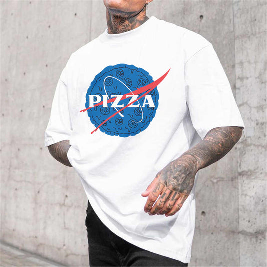 Pizza Graphic Print Casual Loose Men's T-Shirt